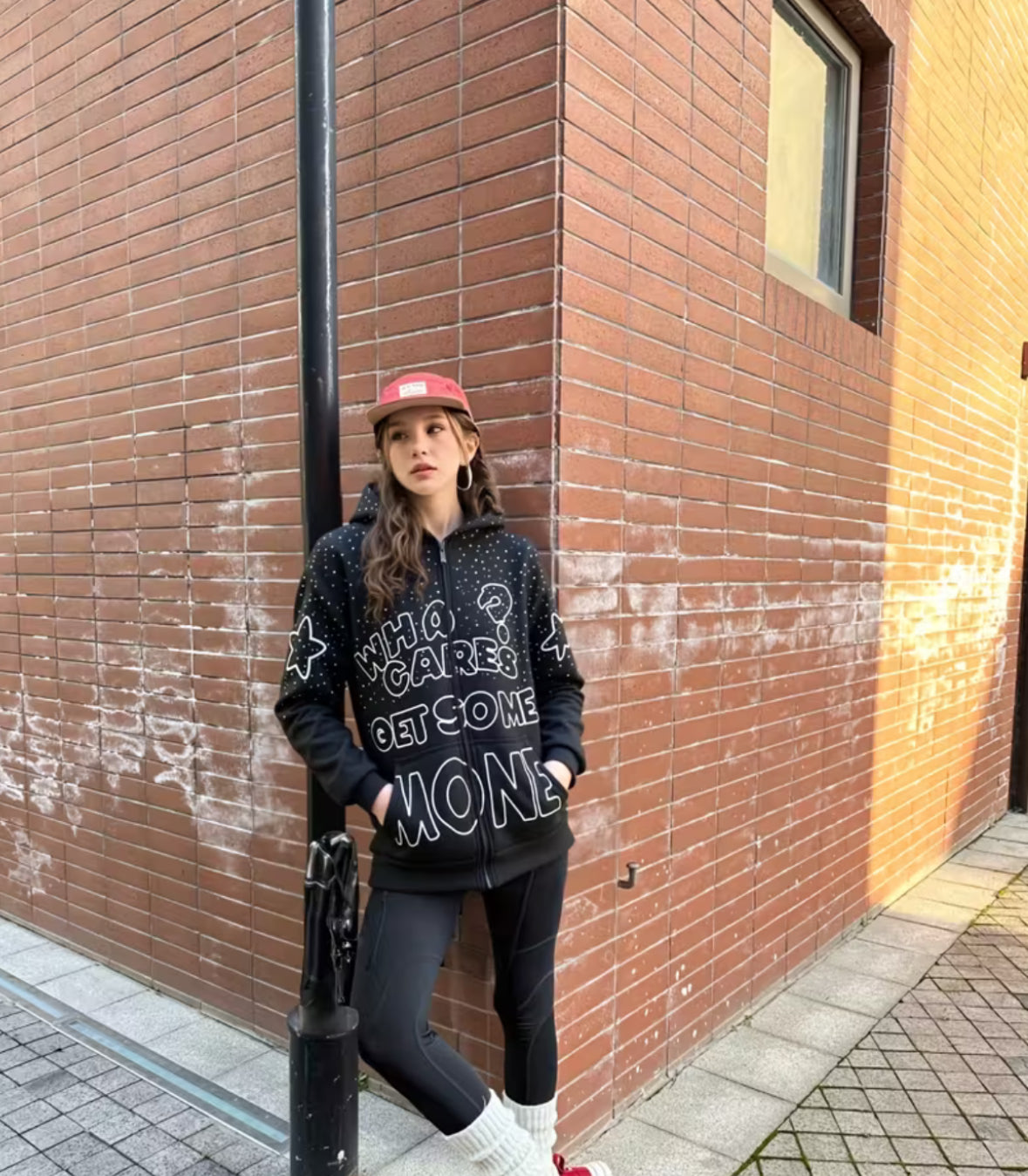 Zip Jacket Bold Letter Embroidery Design Hoodie for Casual Attire