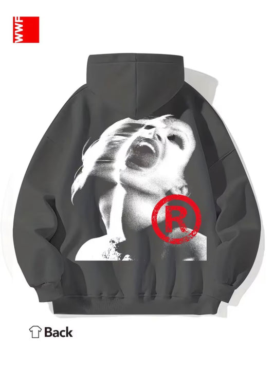 Men’s Oversized Graphic Hoodie – Streetwear Pullover Sweatshirt with Vintage Scream Print