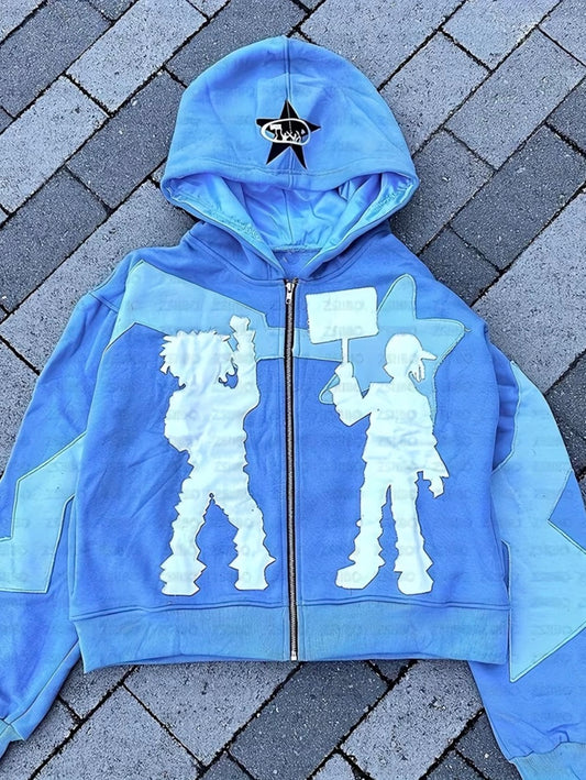 Very comfortable graphic hoodie light blue ALL SEASON HOODIE